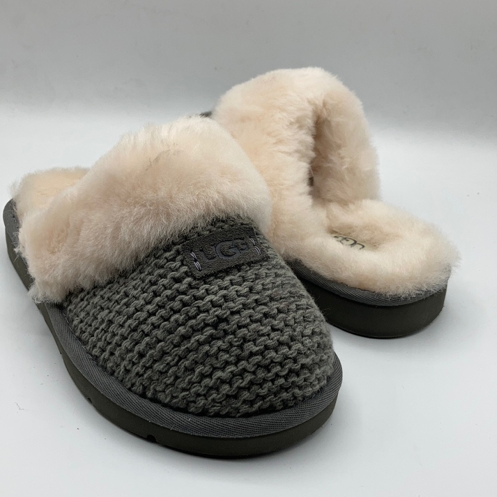 UGG W's Cozy Knit Grey Wool House Slippers - Picture 1 of 6